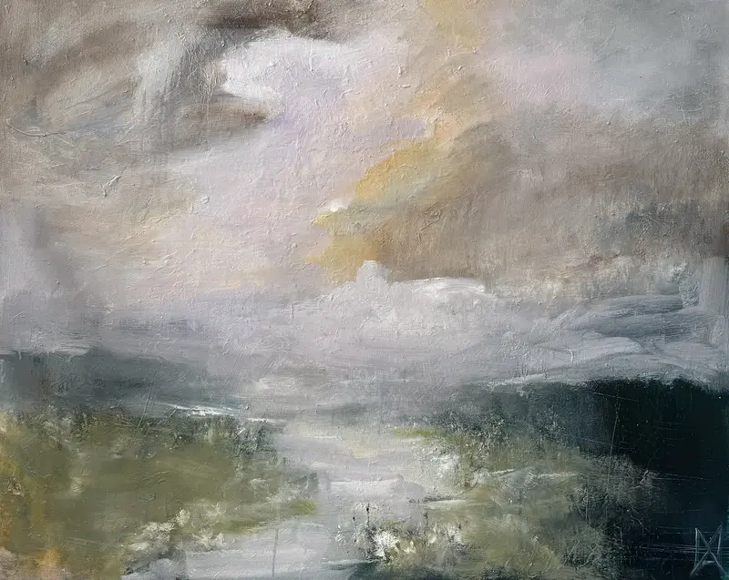 Oljemålning När himlen öppnar sig av Annette MA Stocker