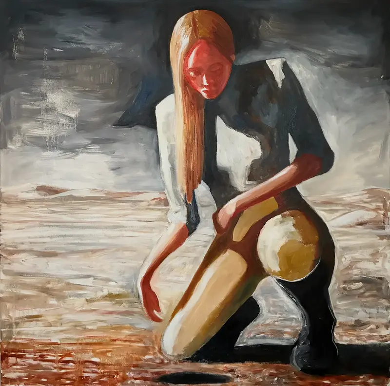 Oljemålning Att begrava ett frö av Josefin Gustafsson