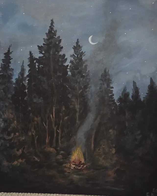 Akrylmålning Glöd vid dagsbrott av Elsa Krantz