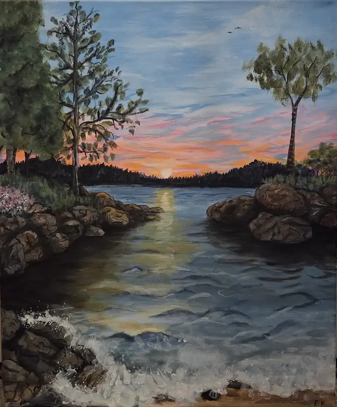 Akrylmålning Ett hav av ljus av Elsa Krantz