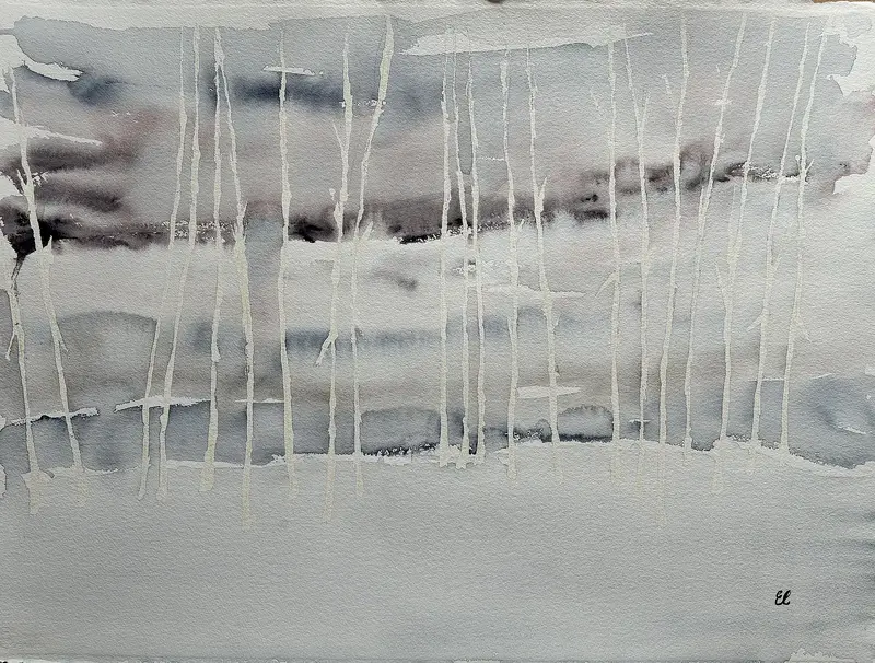 Akvarell Vinterljus i skymningen av Eva Sofia Liljestrand