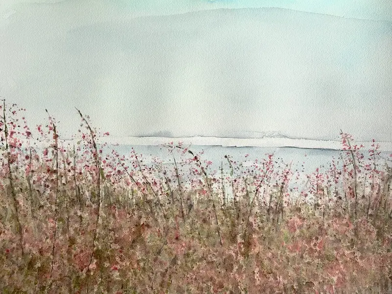 Akvarell Ljungens kust av Eva Sofia Liljestrand