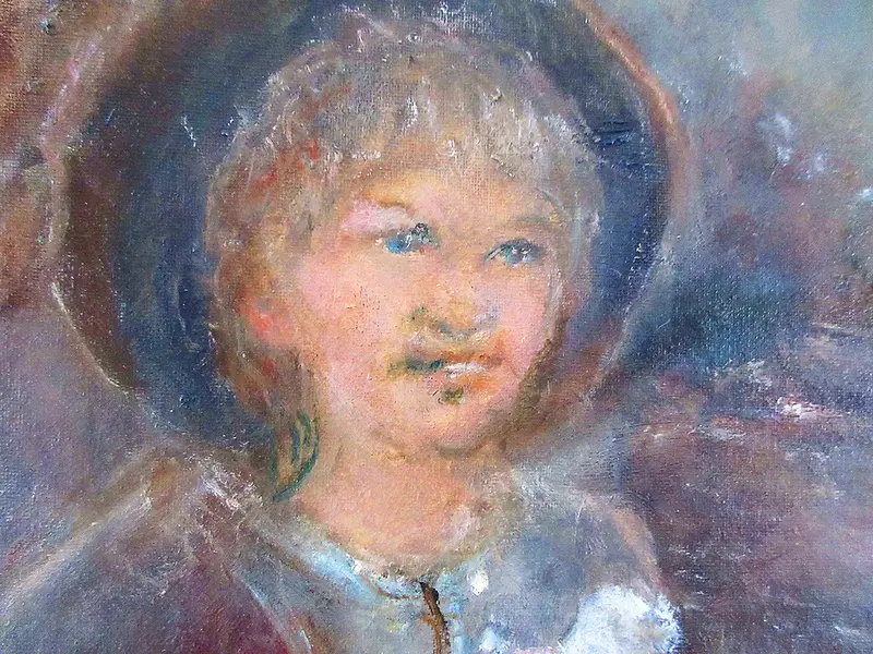 Oljemålning Självporträtt med Gesällbrev av Jan Söderman