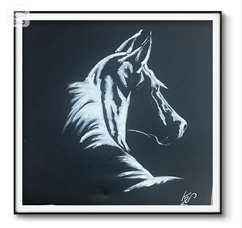 Akrylmålning Ghost Horse av Zsuzsanna Kara