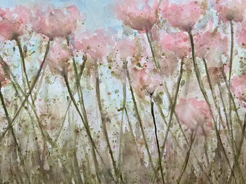 Akvarell Tulpanvy av Eva Sofia Liljestrand