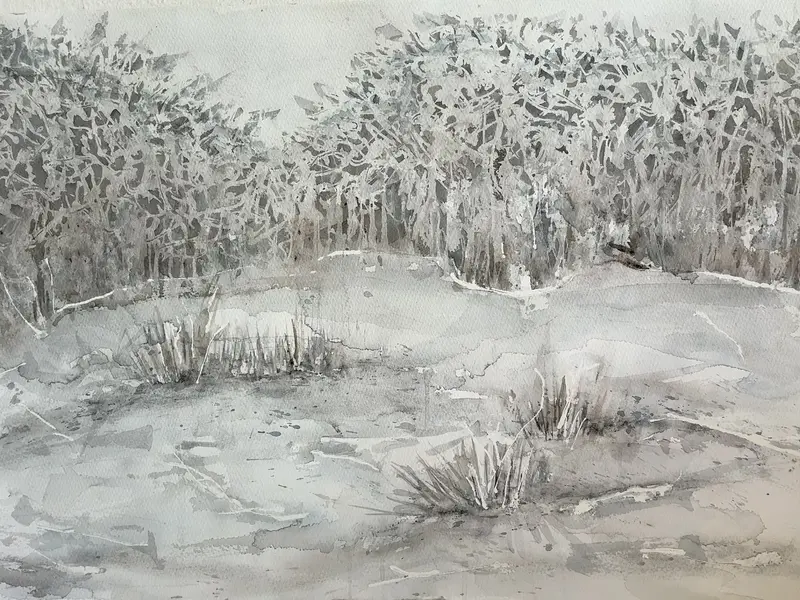 Akvarell I vassen av Eva Sofia Liljestrand