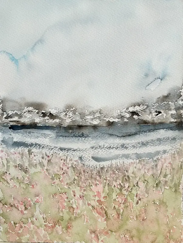 Akvarell Dimmlåga skärgård av Eva Sofia Liljestrand