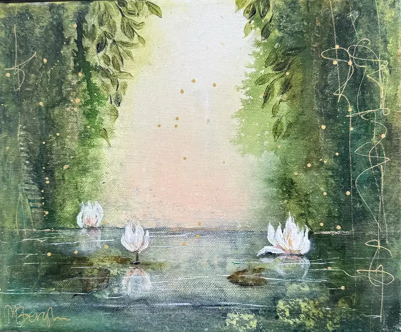 Akrylmålning Näckrosorna I av Monica Berglin