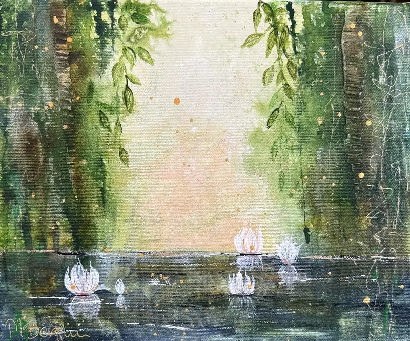 Akrylmålning Näckrosorna II av Monica Berglin