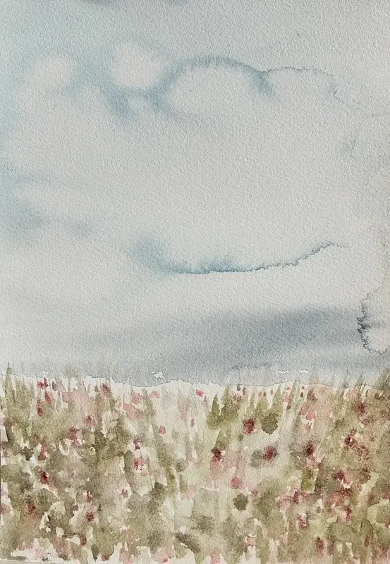 Akvarell Sommarkust II av Eva Sofia Liljestrand