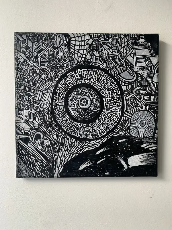 Akrylmålning Självbeskådan av Tobias Karlsson