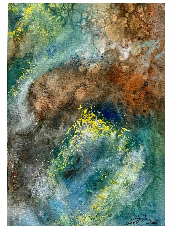 Akrylmålning Inner Tides 5, Orginal akvarell/watercolors av Cecilia Larsdotter