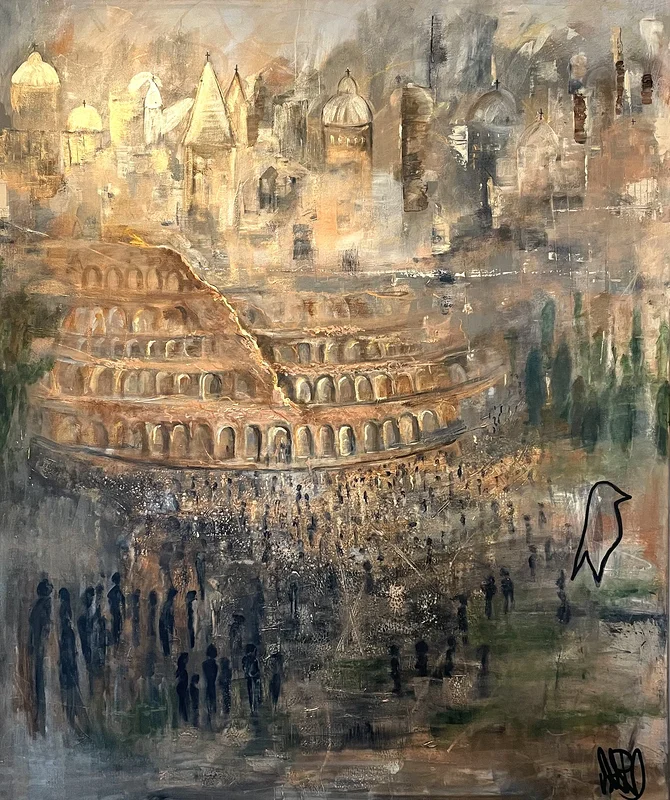 Akrylmålning VENI,VIDI, VICI av Ann-Louise Rosvall ART