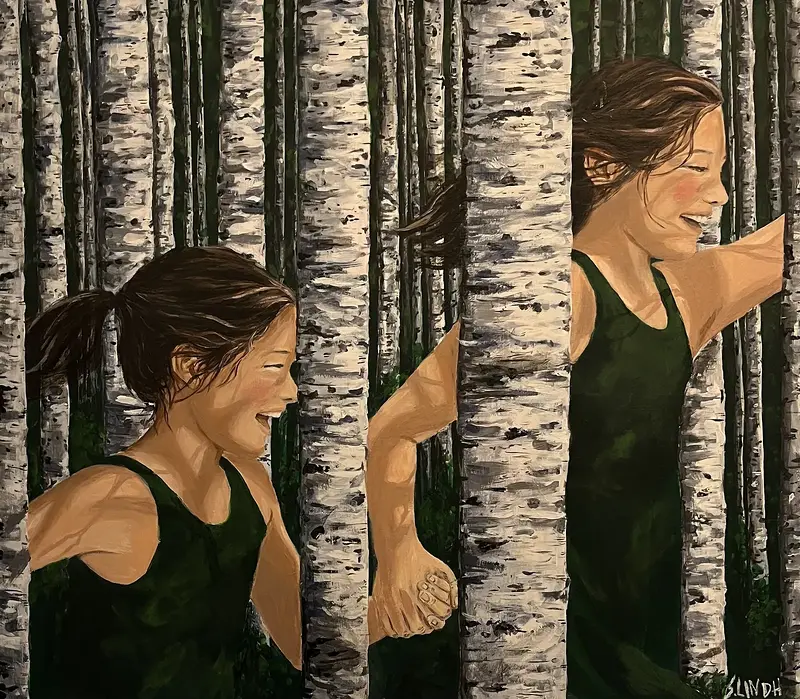 Akrylmålning Sommar av Sara Lindh