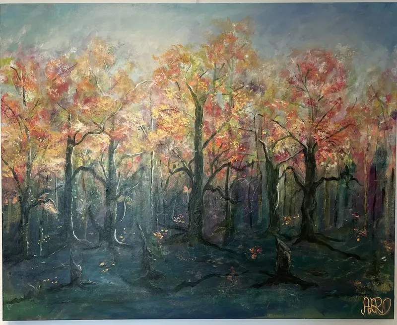 Akrylmålning I HÖSTENS SKRUD av Ann-Louise Rosvall ART