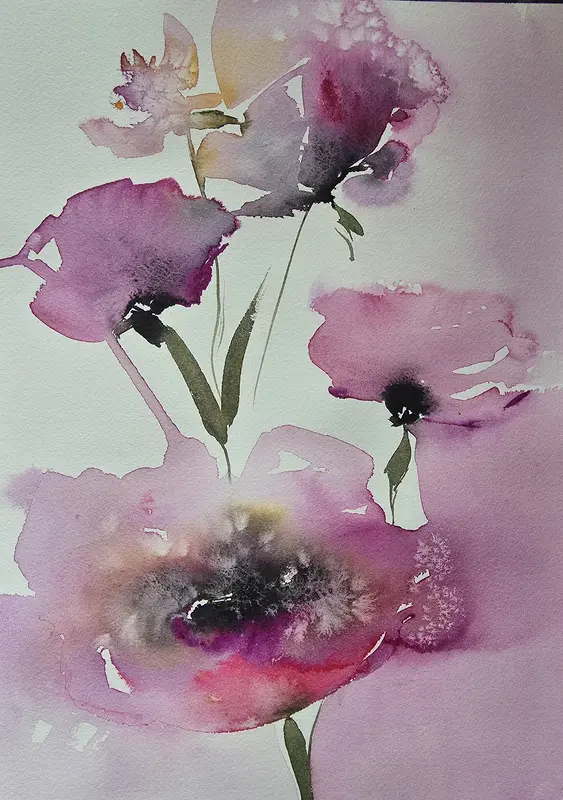 Akvarell FlowerPower av Molly, Monika Hellgren