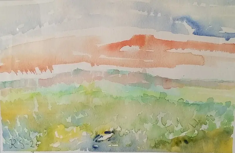 Akvarell Gröna ängar av Karin Söderblom