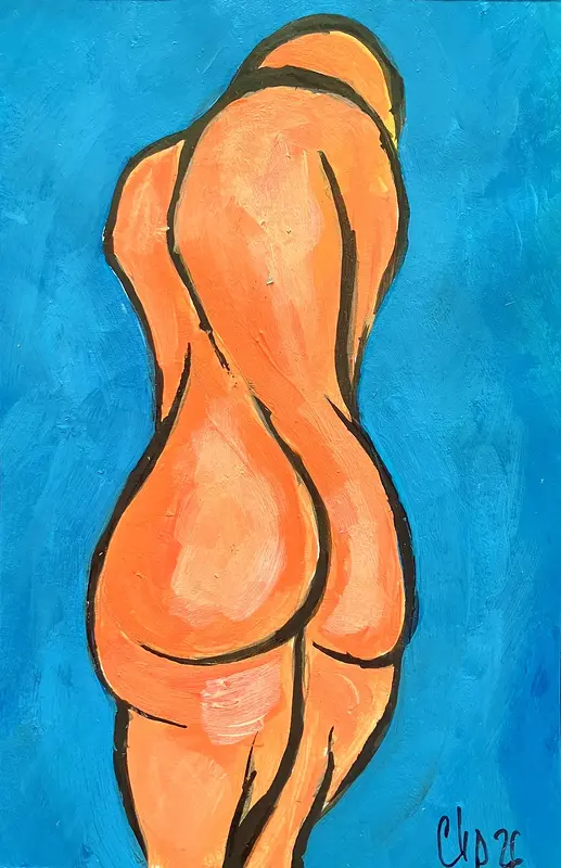 Akrylmålning Naken modell Akt av Calin Ion Deas