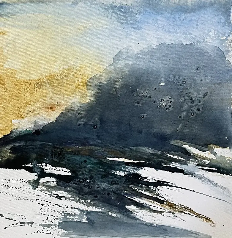 Akvarell Skuggor över snön av Gunilla Tuvin