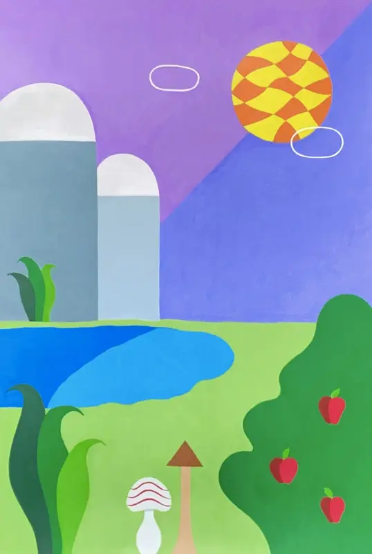 Akrylmålning Svampar av Rebecca Zhu Hansson