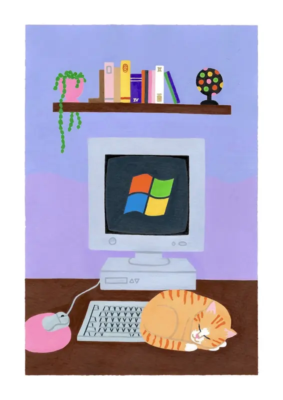 Akrylmålning Kattstund av Rebecca Zhu Hansson