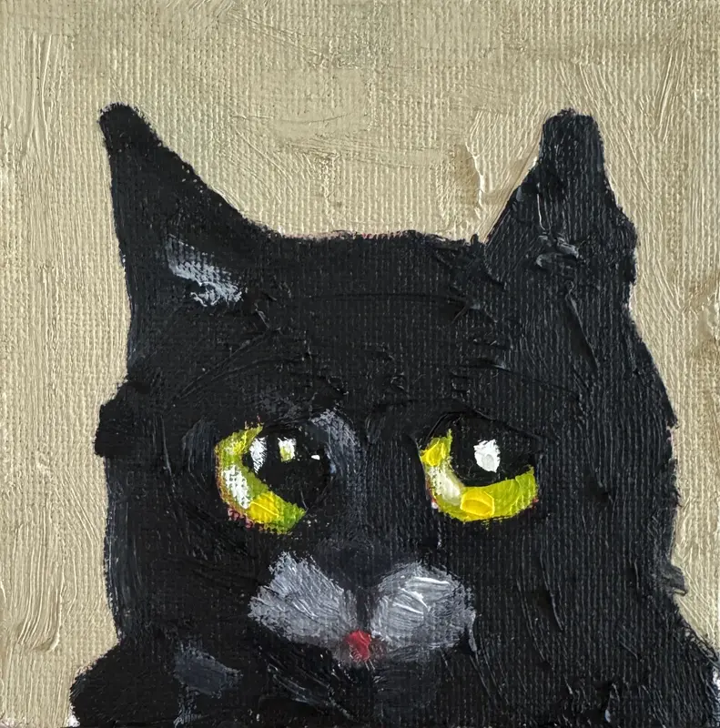 Oljemålning Svart katt av Ekaterina Dutkevich