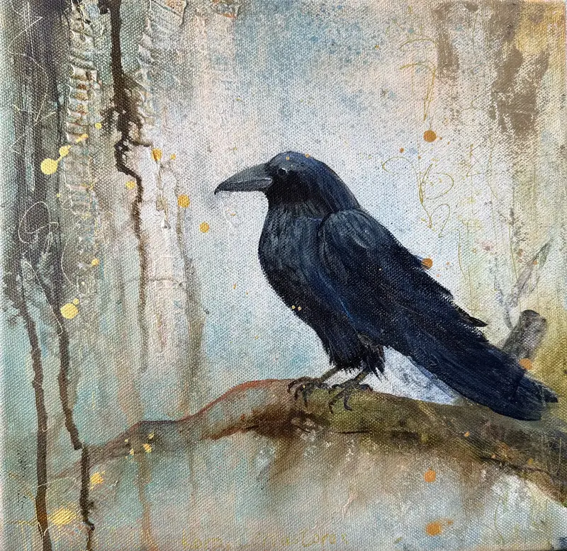 Akrylmålning Raven av Monica Berglin