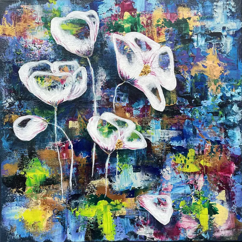 Akrylmålning Färgsprakande doft 3 av Mia Loreby