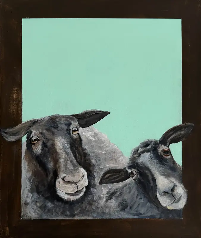 Akrylmålning Nyfikna! av Helena Berggren