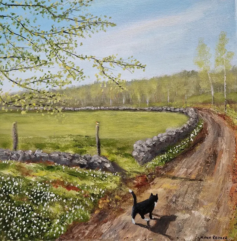 Akrylmålning Nä nu går jag hem av Mona Reimer