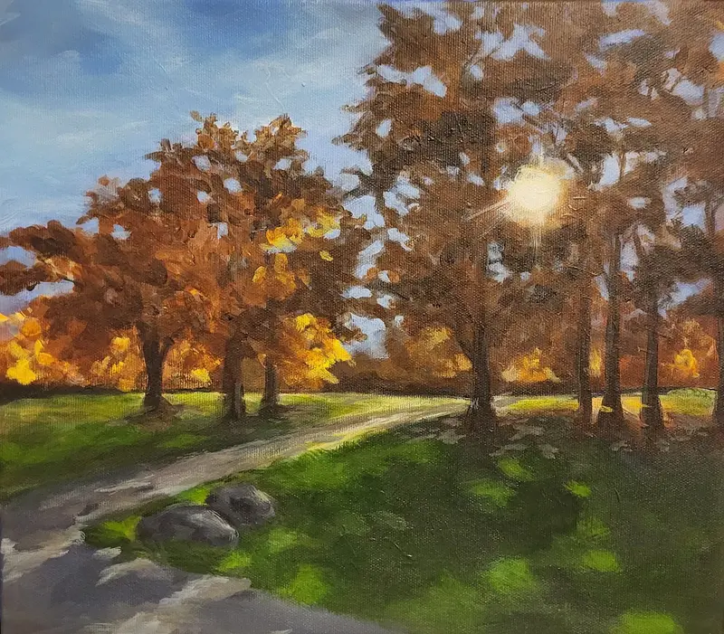 Akrylmålning I parken av Ise (Liselotte) Lindh Fahlström