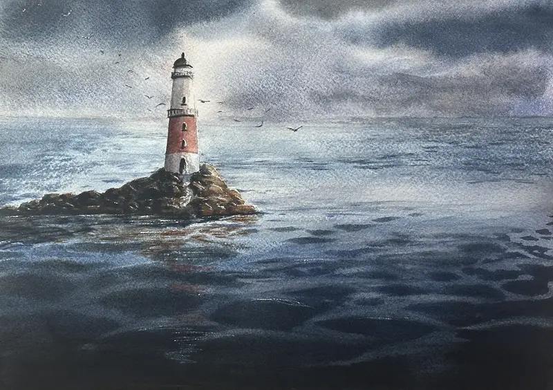 Akvarell Vid horisonten I av Anette Öberg