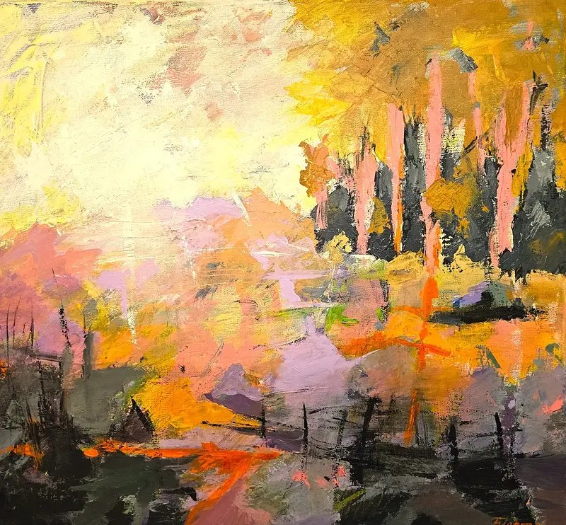 Akrylmålning Bakom kullen av Eva Friskman