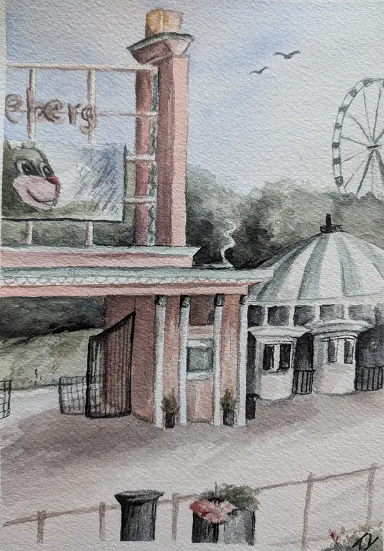 Akvarell Liseberg i Göteborg av Tove Y