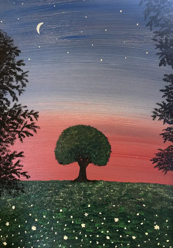 Akrylmålning Sommarträd av Dusica Janicijevic