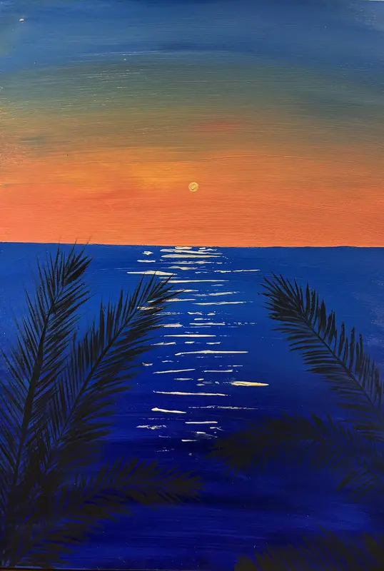 Akrylmålning Solnedgång över havet av Dusica Janicijevic