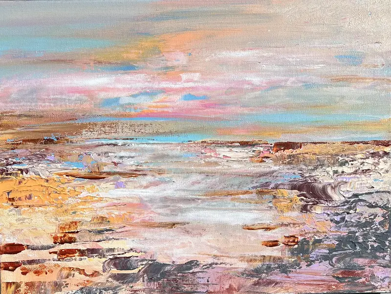 Akrylmålning April Glow I av Anne-lee Andersson