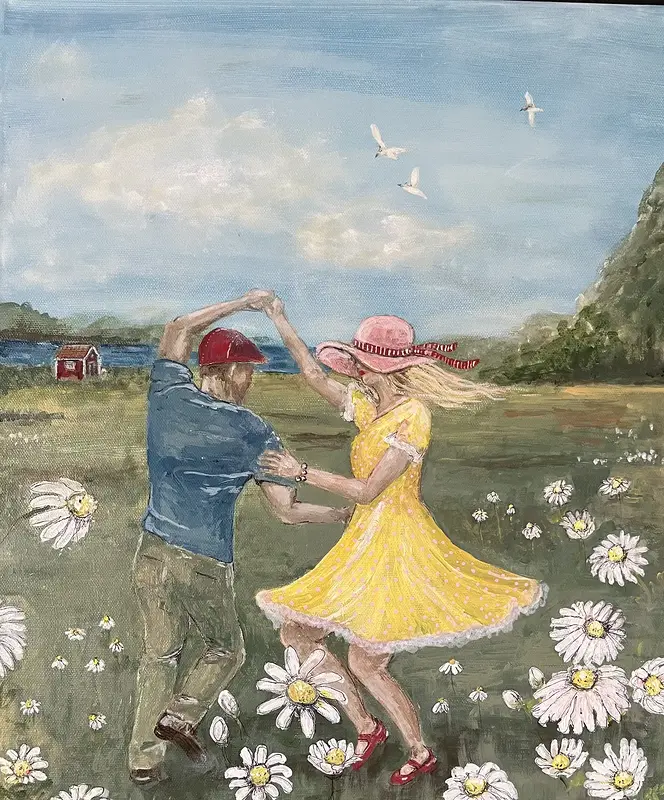 Akrylmålning Ska vi dansa? av Emma Lindström