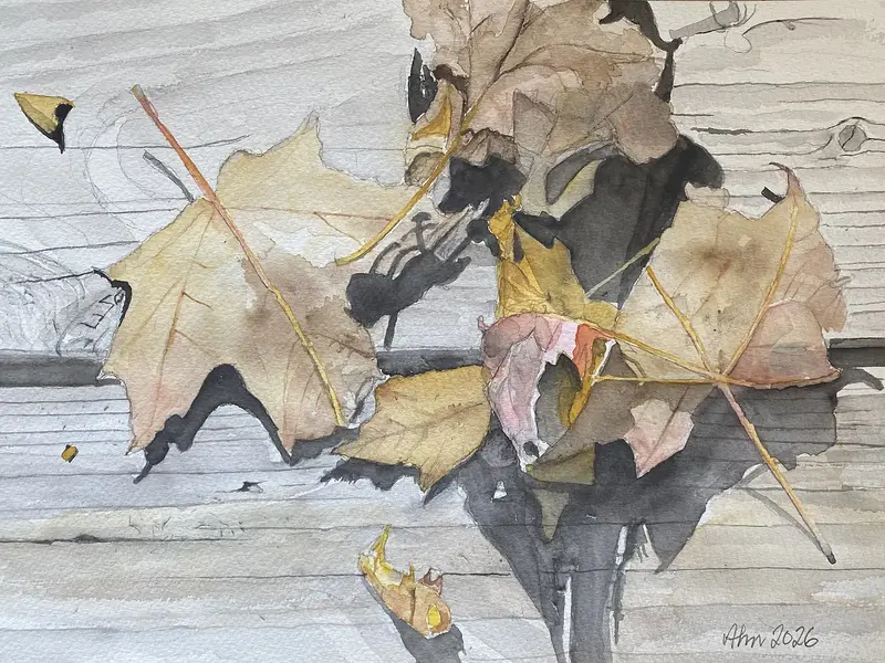 Akvarell Höstlöv av Göran von Ahn