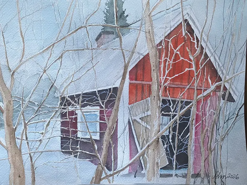 Akvarell Övergiven mancave av Göran von Ahn