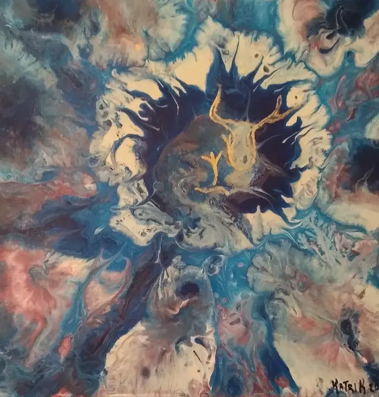 Akrylmålning Älgen av Katri Kettunen