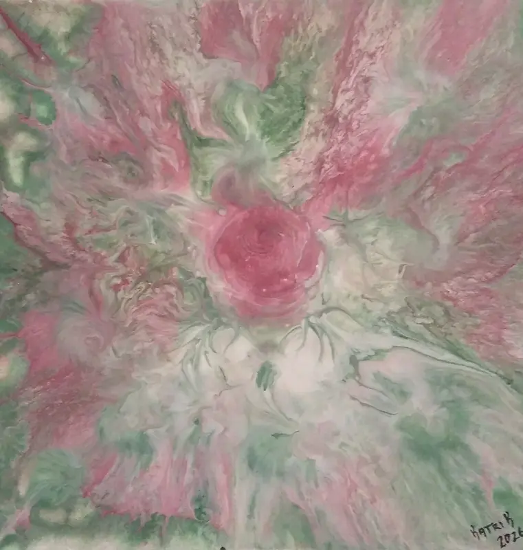 Akrylmålning Rosen av Katri Kettunen