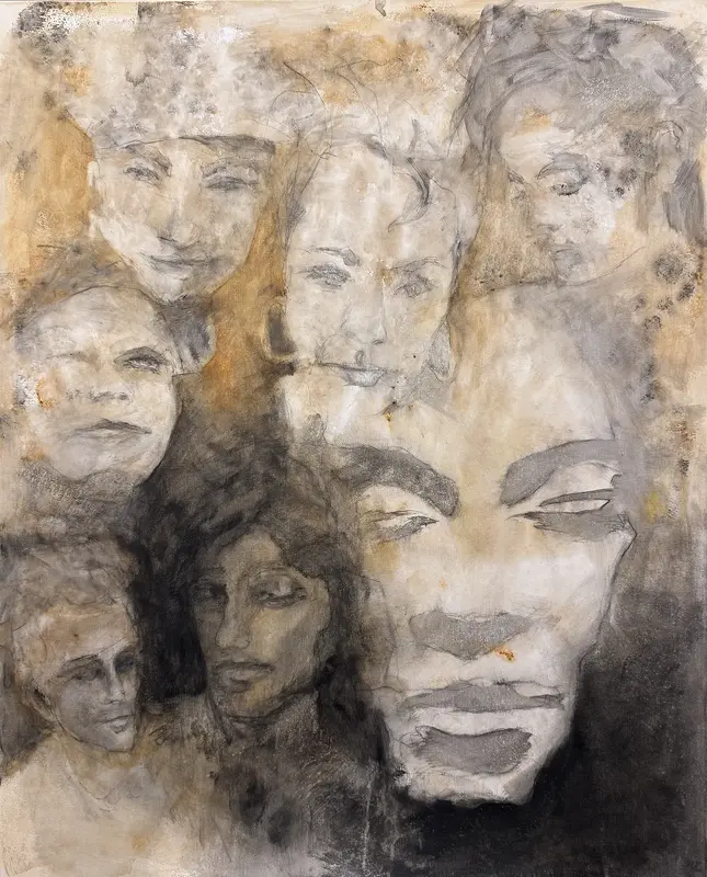 Akrylmålning De jag bär med mig av Gunilla Gottås Wallin