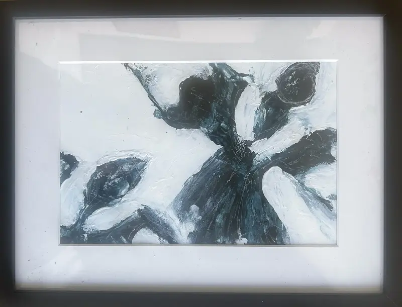 Akrylmålning Skata 39. Genom det vita. av Tom Kvém