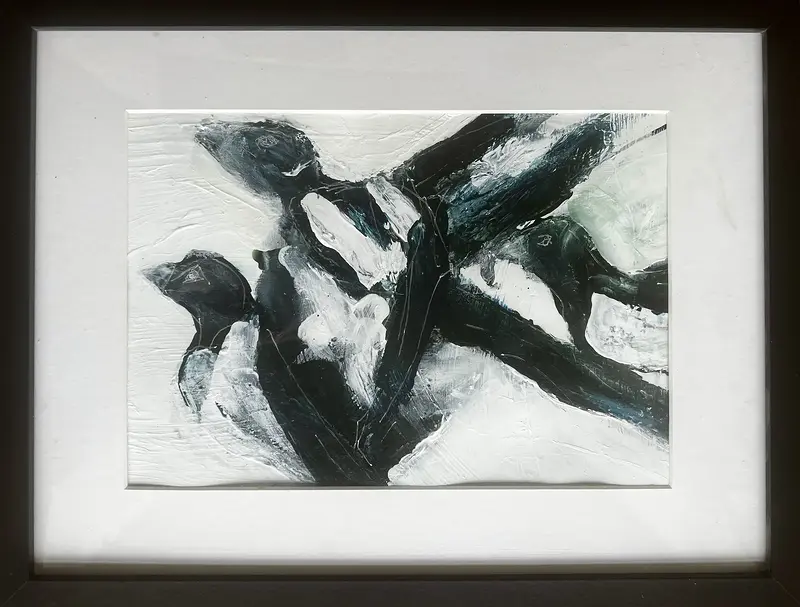 Akrylmålning Skata 40. Titel: Den Inre Kursen av Tom Kvém