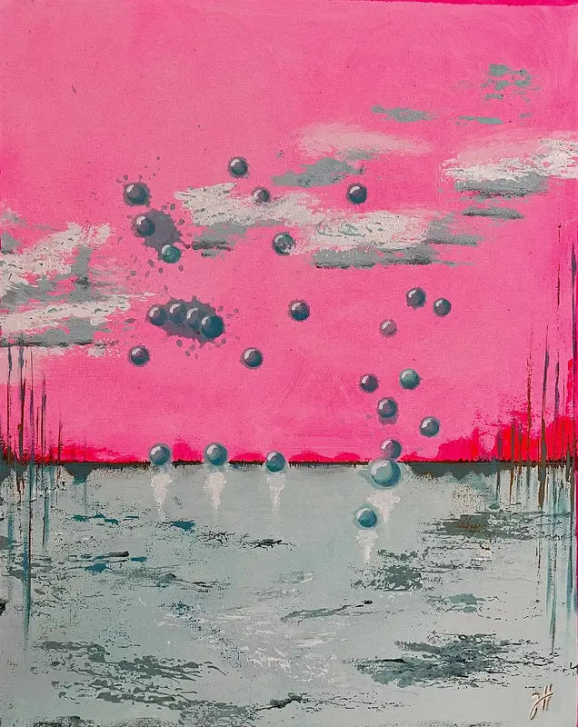 Akrylmålning Turqouise Bubbles II. av Judit Hedelius