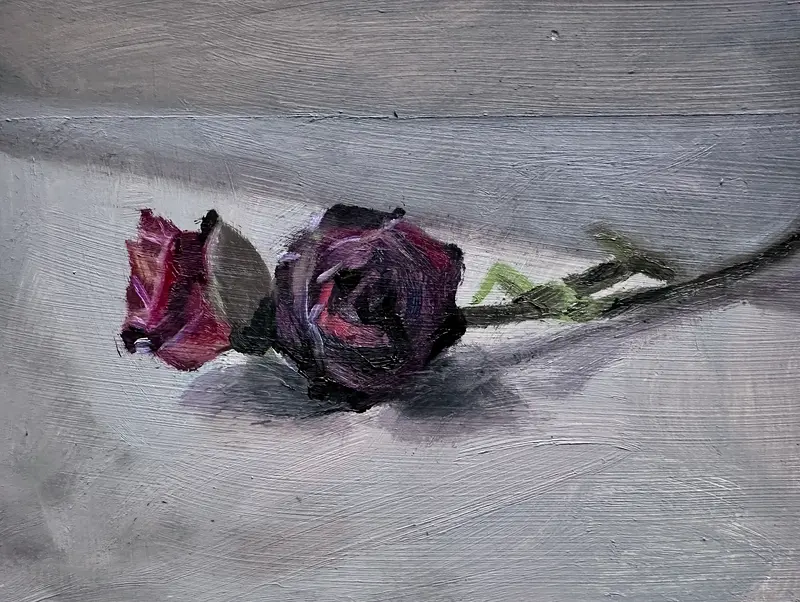 Oljemålning Torkade rosor av Thomas Ekdahl