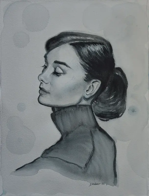 Akvarell Audrey av Susanna Holmén Waris