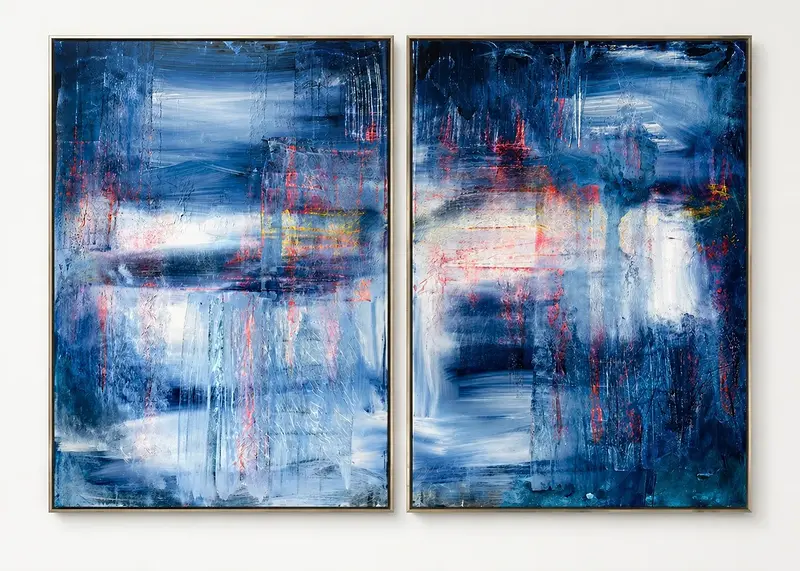 Akrylmålning När dimman rullar in / The mist does not erase – it reveals av Cecilia Larsdotter