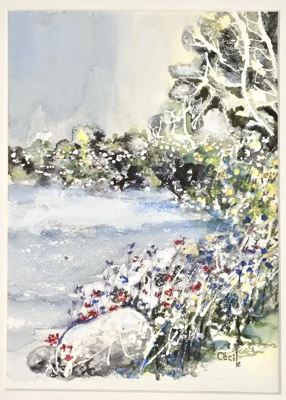 Akvarell Sol i Viken, Skärgården av Cécile Hansson